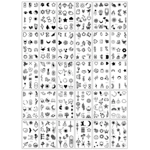 30 PCS Stiker Tato Temporer Grosir 6x10cm Halal Tanpa Bekas Symbol bulan bintang panda bunga musik jangkar panah kupu kupu kucing HHK