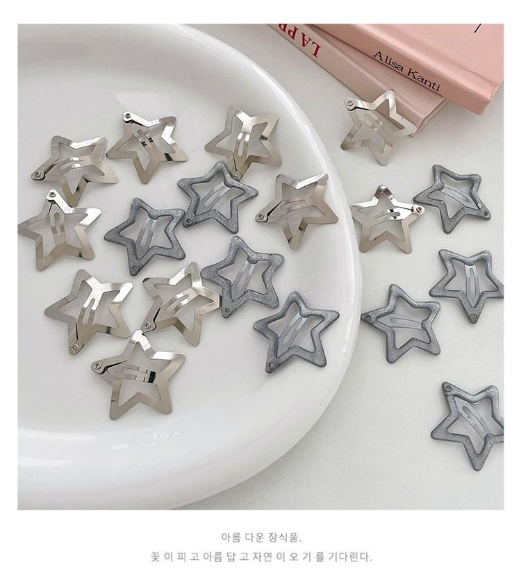Product Introduction of Silver Star Hair Clips for Girls Filigree Star Metal Snap Hairpins Barrettes Hair Jewelry Nickle Free Lead Free Sexy Y2k Style 6