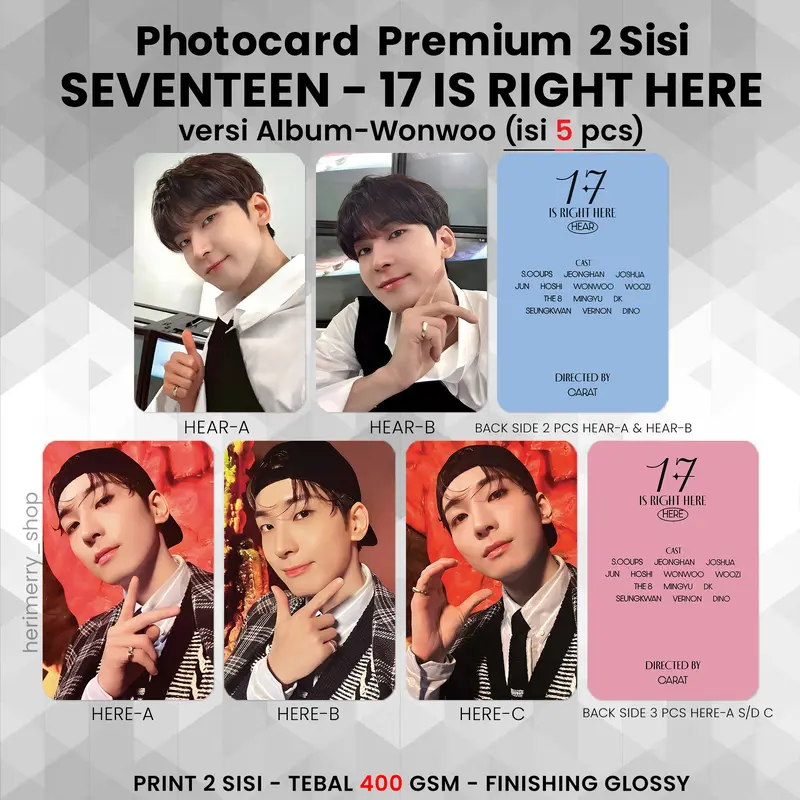 (ISI 4/5/6/13 PCS) Photocard SEVENTEEN 17 IS RIGHT HERE - PC Premium 2 Sisi Kartu Kpop Merch Unofficial SVT Maestro Lalali 17IRH 4