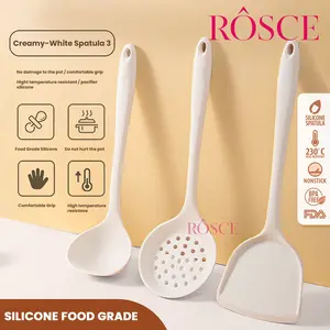 ROSCE SPATULA SET SILIKON 3IN1 sutil full silicone anti lepas anti copot tahan lebih lama FOOD GRADE