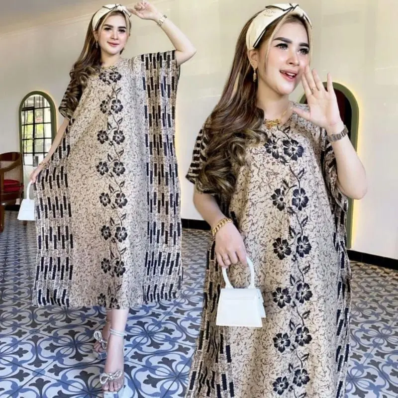 Daster Lowo Jumbo Wanita Dewasa Premium LD 130cm Moccacino Busui Bumil Motif Kekinian Terbaru Rayon Santai Dress Tidur 1