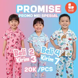 PAKET Piyama Anak-Remaja 4 Set Kirim 7 2 Set Kirim 3 Bahan Premium Polycotton Size S-18 G.I.B Sleep Wear