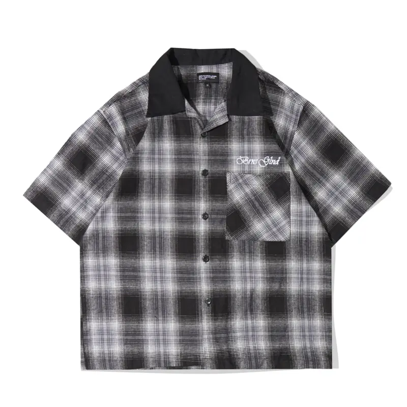 Kemeja Pendek | flanel Proceed 06 | Boxy Fit | Gray | Brainsgland 0