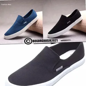 Sale Sepatu Slip On Pria Vano 2 Kanvas Hitam/Navi/Abu | Hot Item
