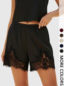 Shorts de mujer de verano con encaje y patchwork, ligeros, transpirables y cómodos, cintura elástica, para uso casual en casa y vacaciones