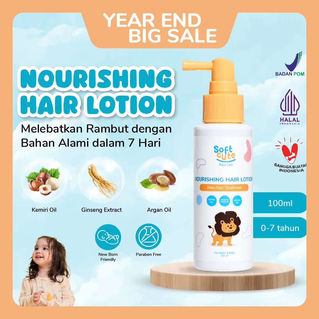 Soft Cute Nourishing Hair Lotion | Lotion untuk Membantu Pertumbuhan Rambut dan Menutrisi Akar Rambut Anak