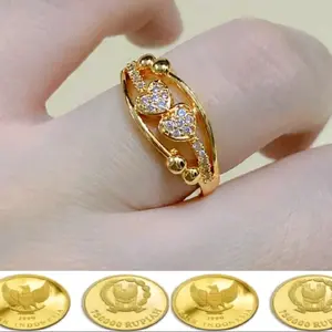cincin love gandeng dua permata berlapis koin 91