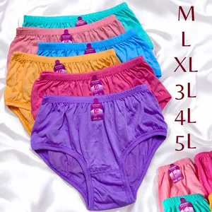 3/6/12 pcs Celana Dalam Wanita Jumbo Polos Katun Big Size 5L 4L XXL XL L M
