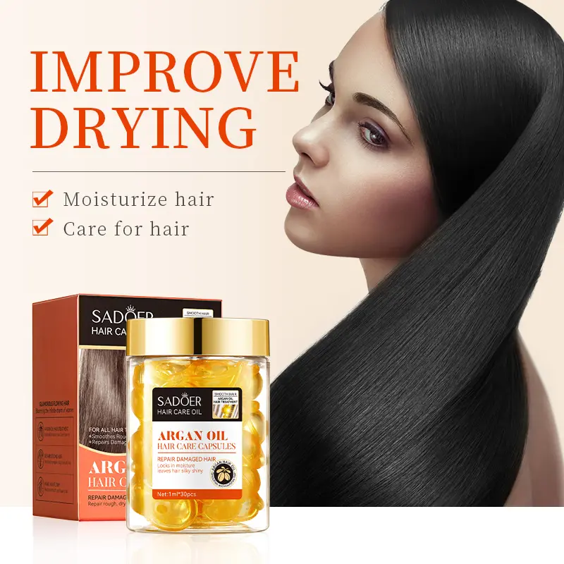 SADOER Moroccan Nut Oil Hair Care Capsules 1ml x 30 capsules for repairing dry and yellow hair