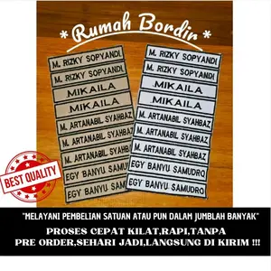 BORDIR NAMA SISWA OSIS,PRAMUKA,DAN ANAK PONDOK,SEHARI LANGSUNG JADI,TANPA PRE ORDER Sekolah