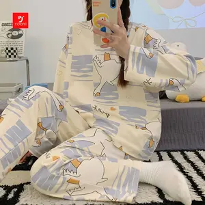 Yooyi Baju Tidur Wanita Set Dewasa Adem Lengan Panjang Celana Panjang Piyama Setelan Perempuan Pakaian Tidur New Motif Kartun Lucu Baru 008