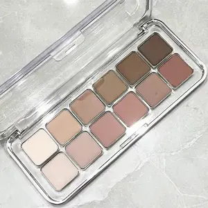 MUGELEEN Eyeshadow 12 color  Korean Pallete Neutral Matte Earth Tone Low Saturation Matte Pigmented