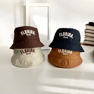 Bambino Kidswear - Topi Bucket Anak Anak Laki Laki Perempuan Florida Usia 2 - 8 Tahun - Topi Anak-Anak Bayi Cowok Cewek Warna Hitam White Putih