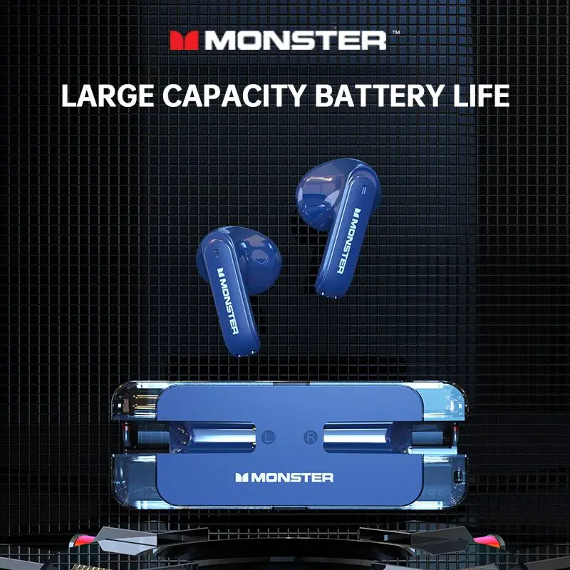 MONSTER XKT08 TWS Bluetooth wireless earphones PC plastic material 1 pcs Sports earphones Low latency, smart touch Charging compartment battery 300mah Headphone battery 33mah Built-in Microphone Noise Cancellation Wireless