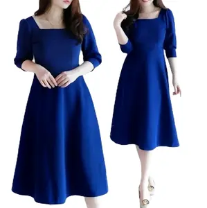 Dress scuba velia/baju kekinian dewasa remaja Polos Casual