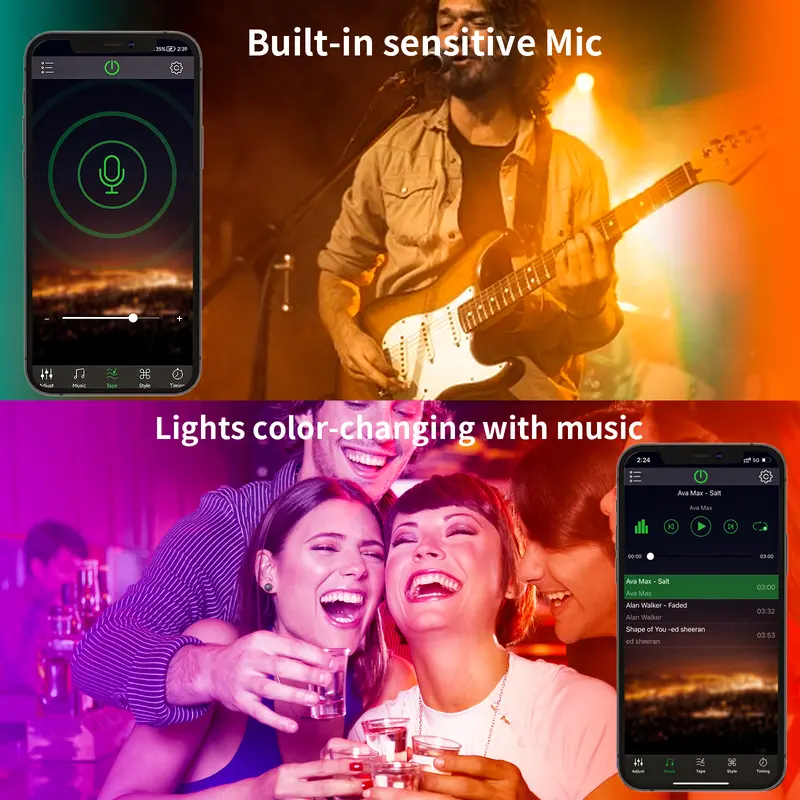 30M 20M 10M 5M Smart App RGB Led Strip Lights for Home Party Decor More Choices for Bedroom  with both Remote and APP Control  Music Sync Bluetooth  for Room Lighting 2