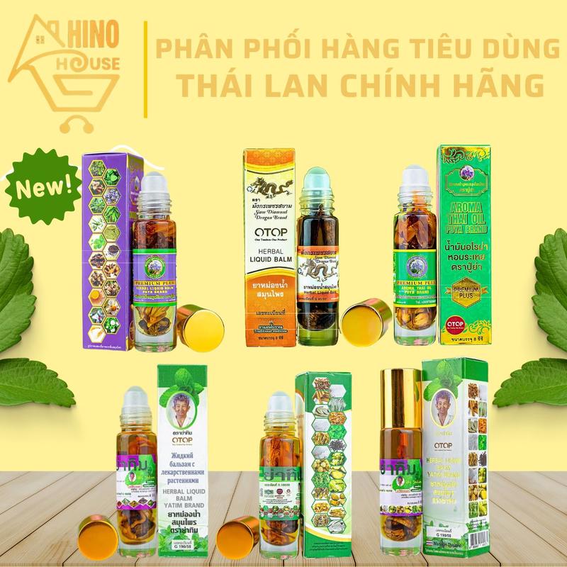  Dầu Gió Otop Herbal Liquid Balm 8ml Thái Lan Dạng Lăn Dầu Vị Thảo Dược Hỗ Trợ Giảm Đau Đầu Cảm Nghẹt Mũi - Hinohouse 