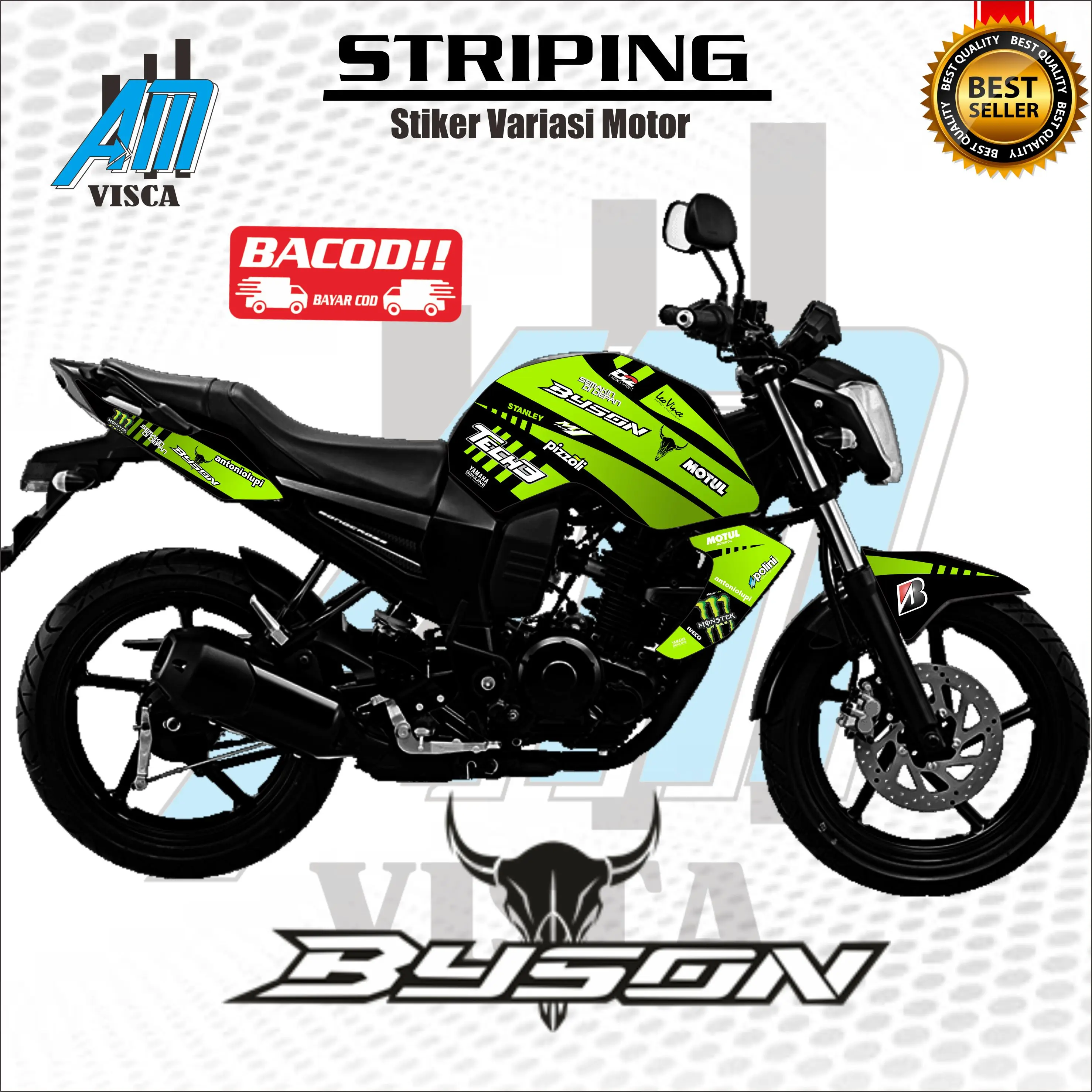 Striping Stiker Motor Byson Karbu Variasi Motif Hitech Tech3 1 Set Kiri Kanan Motorcycle