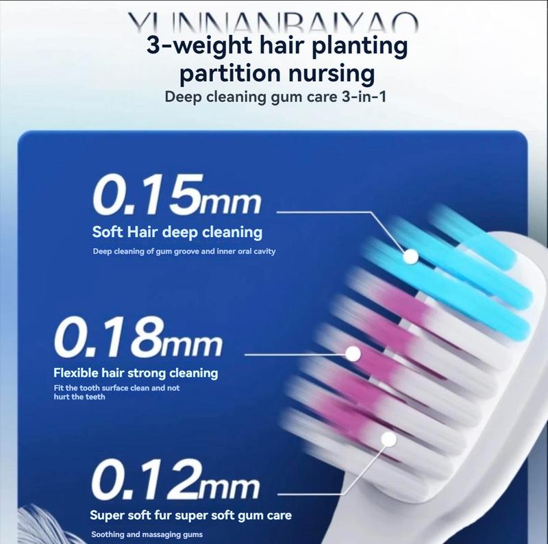 Yunnan Baiyao Rainbow Brush Soft-bristled Toothbrush Home Furnishing Household Adult Men's Special Ladies' Interdental Brush 8 Pack Oral Comfort 2