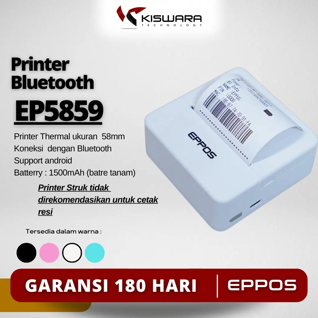 Pocket Mini Printer Bluetooth EPPOS EP5859 [White] Struk