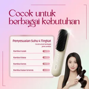 [COD]Sisir pelurus rambut genggam/199 Juta Ion Negatif Catokan Rambut Sisir/Pemadaman Listrik Otomatis/4 pengaturan suhu/Pemanasan cepat/Daya tahan baterai lama/Desain anti-bakar/Kontrol Suhu Pintar/Meluruskan/Elektrik