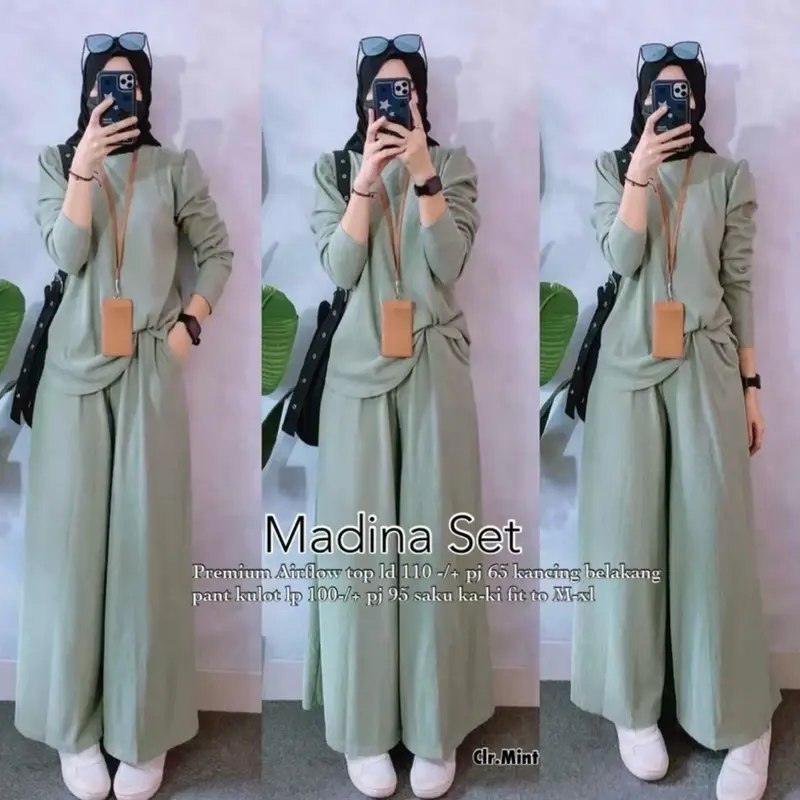 Setelan Wanita Madina Set Celana Cutbray Cringkle Premium Jumbo 1