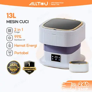 ALLTOU Mesin Cuci Mini Portable 13L Otomatis Mesin Pengering Pakaian Sterilisasi Cahaya Biru Air