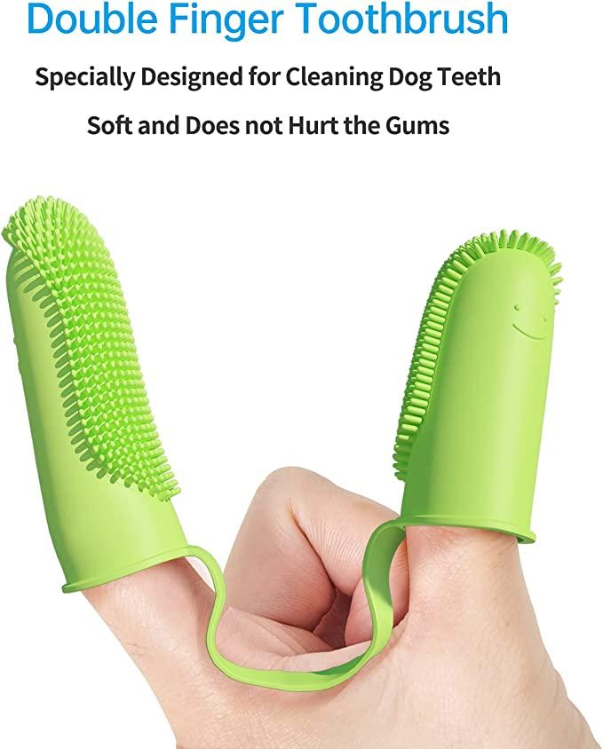 Product Introduction of Pet Double-Finger Toothbrush 135º Surround Bristles for Easy Teeth Cleaning Dental Care for Puppies Cats Small Pets 11