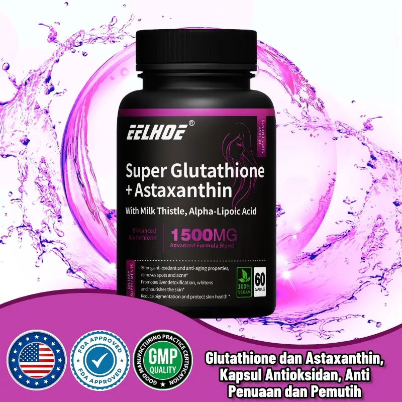 eelhoe super glutathione astaxanthin EELHOE Krill Oil Astaxanthin 1300mg, mendukung kesehatan jantung, penglihatan, dan kulit, membantu melawan inflamasi dan meningkatkan fungsi otak serta kekebalan tubuh. - Shop