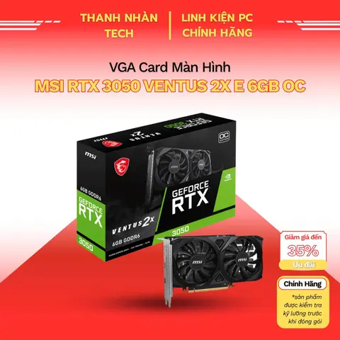 Card Màn Hình MSI GeForce RTX 3050 VENTUS 2X E 6GB OC GDDR6 - Bảo Hành 36 Tháng - Hàng Chính Hãng