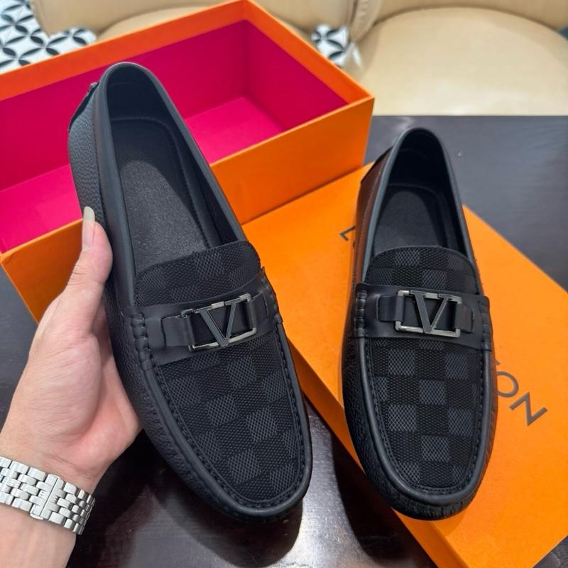 Giày Lười Mọi Nam Cao Cấp Đế Cao Su Thông Thoáng Mềm Mại Full Bill Full Box Thiết Kế Khung Caro Đen Sang Trọng