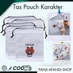 Travel Pouch Organizer Serbaguna Motif Coklat - Mini Tas Kosmetik Anti Air untuk Perjalanan