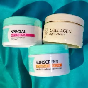 (GET Pouch) Viva Paket Cream Pagi Siang Day Cream / Viva Cream Malam Collagen Night Cream / Viva Sunscreen / Perawatan Cream Wajah Viva Mencerahkan Flek / Cream Wajah Viva Murah