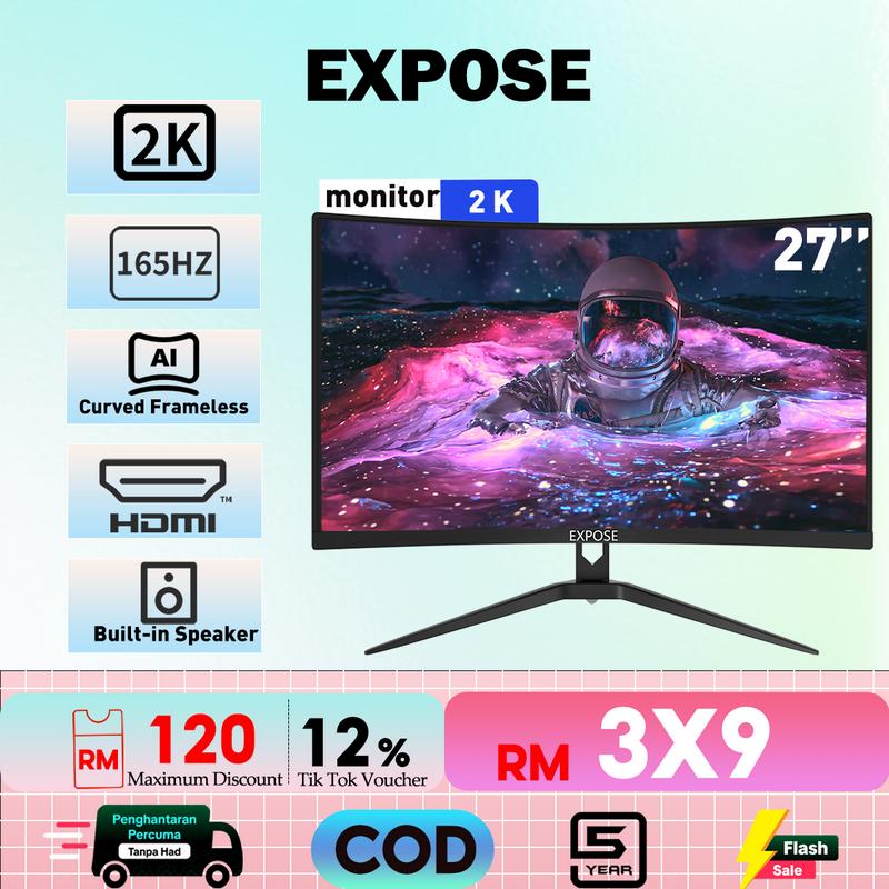 【COD】EXPOSE 27-inch Curved Gaming Monitor 2K 165HZ Curved Frameless ...