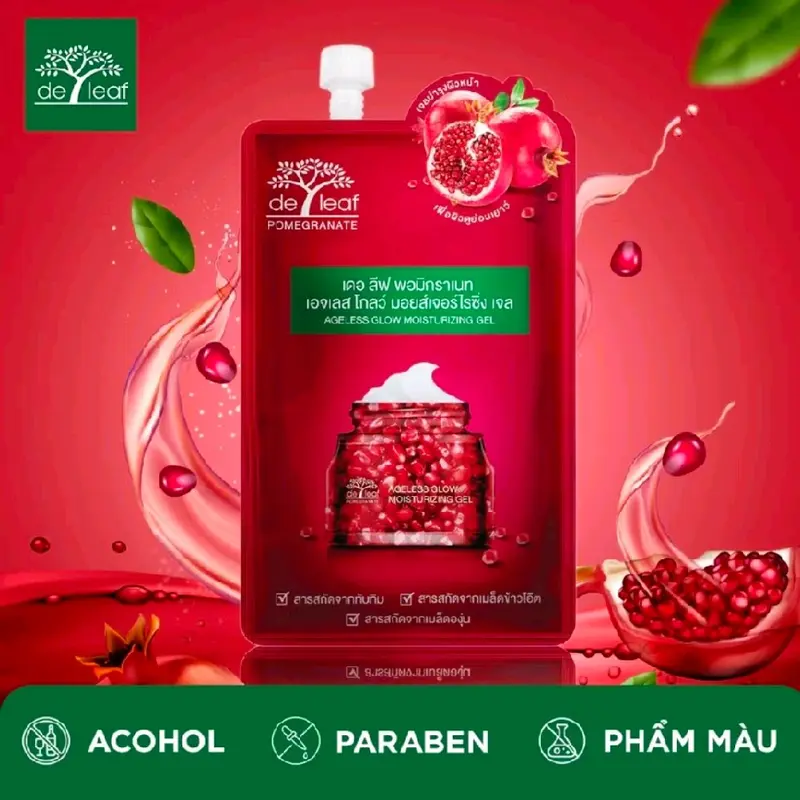 1 TUÝP 6G GEL DƯỠNG ẨM LỰU ĐỎ DELEAF POMEGRANATE. (Chăm Sóc Da) Women 6