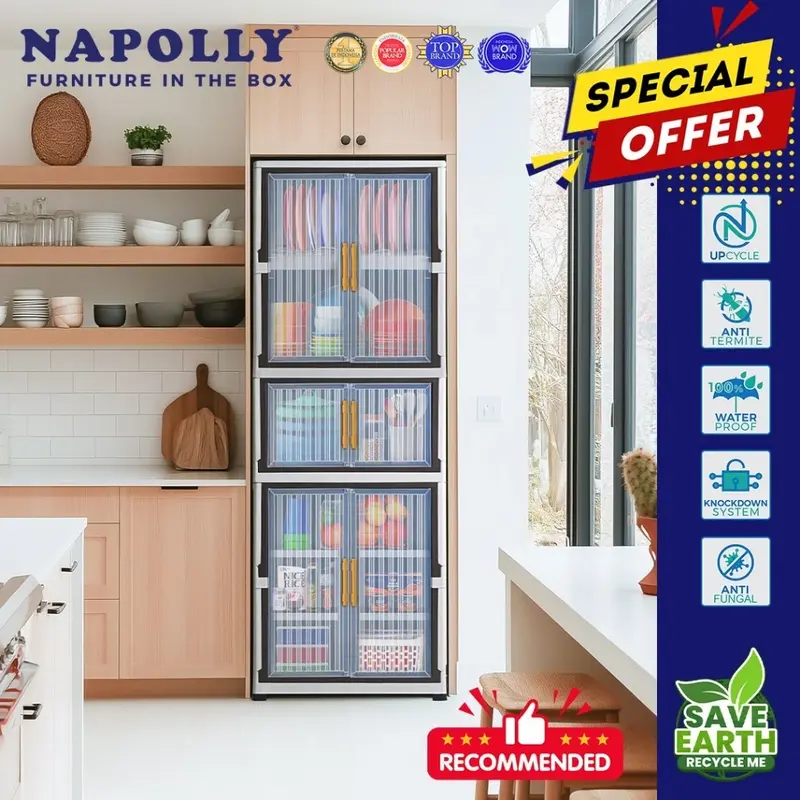 Napolly Lemari Rak Piring 6 Susun NR-212.6 TP Plastik Polypropylene Anti Rayap & Jamur Furniture Minimalis Estetik 3