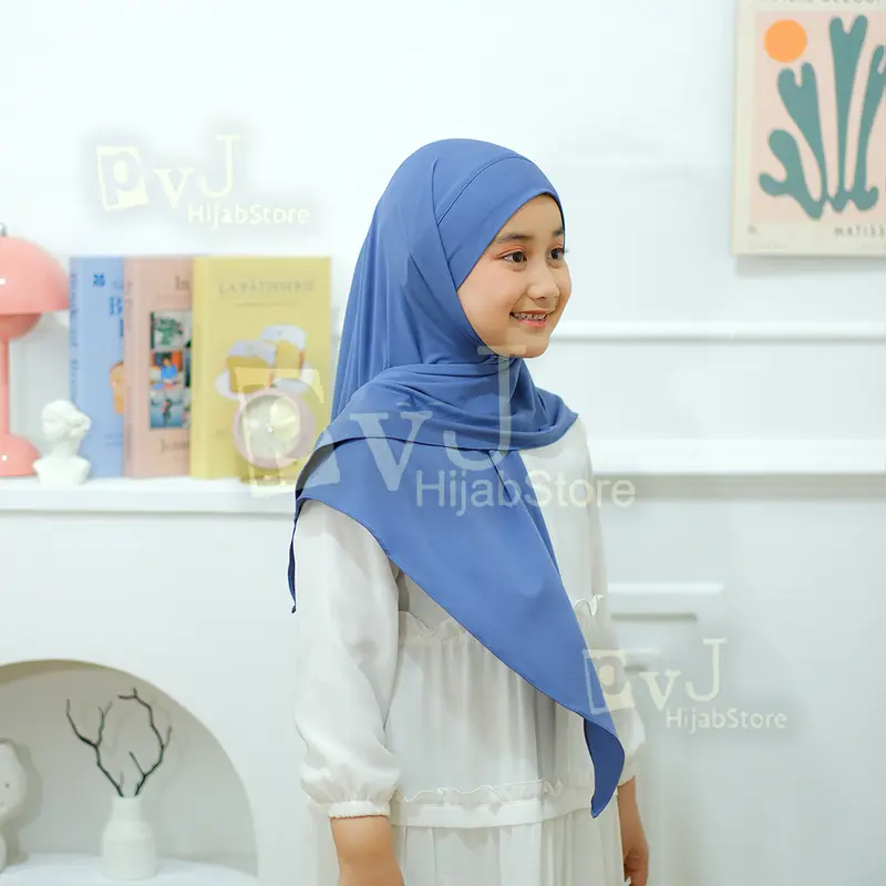 Hijab Anak Segitiga Malay jr Jersey | Jilbab Segitiga Tali Malay Inner Bando | Kerudung Anak sekolah 5-12 thn 5