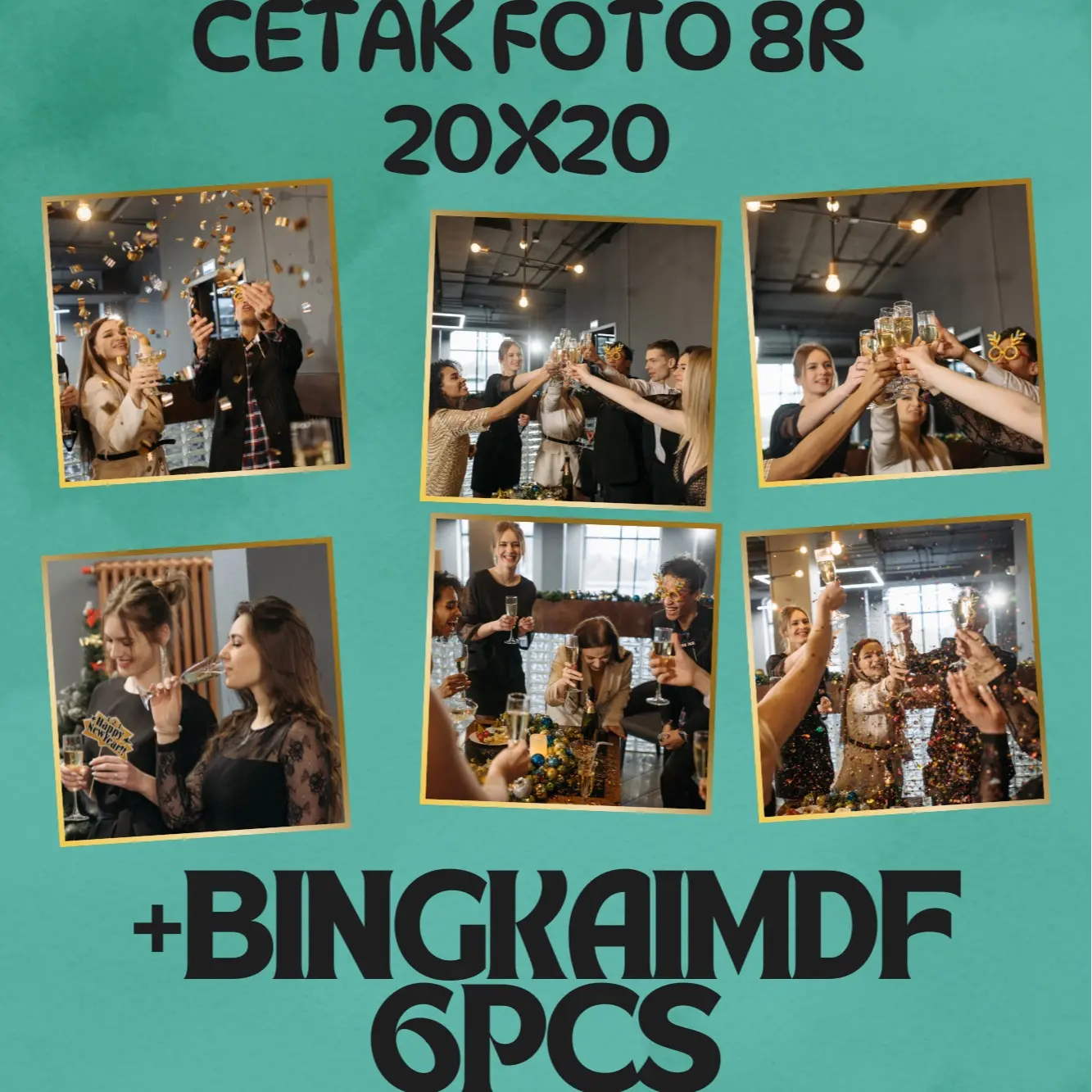 Cetak Foto 6 PCS 8R [20X20 CM] + Bingkai Dipasang di Dinding Satu Sisi Foto Dekorasi Bukan Musiman Multipel