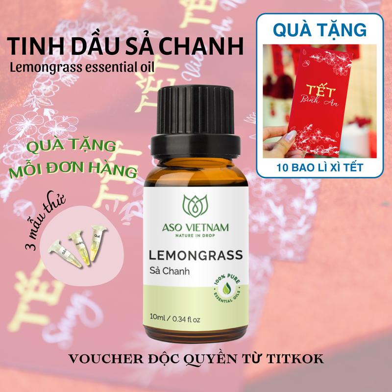  Tinh Dầu Sả Chanh  Lemongrass  ASO  - Tinh Dầu Thiên Nhiên Nguyên Chất Nhập Khẩu Kiểm Nghiệm  - Xông Phòng Thử Giãn Khử Mùi Đuổi muỗi 
