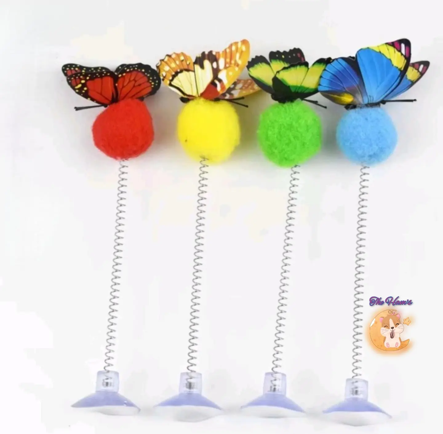 (The Ham's) Spiral Kupu-Kupu - Mainan Kucing Interaktif Bentuk dengan Per dan Sucker | Interactive Cat Toy with Spring and Sucker