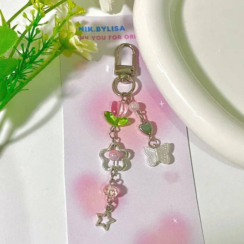 Gantungan Kunci Charm Tulip Aesthetic | Bag Charm manik aesthetic | Gantungan Hp Flashdisk 0