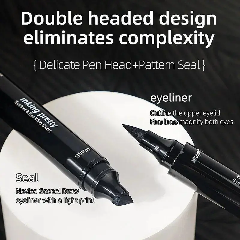 2 in 1 Wings Stamp Eyeliner Pen Double Head Seal Eyeliner Pen Lazy Man Two In One Wing Seal Eyeliner Liquid Pen Makeup Cosmetics