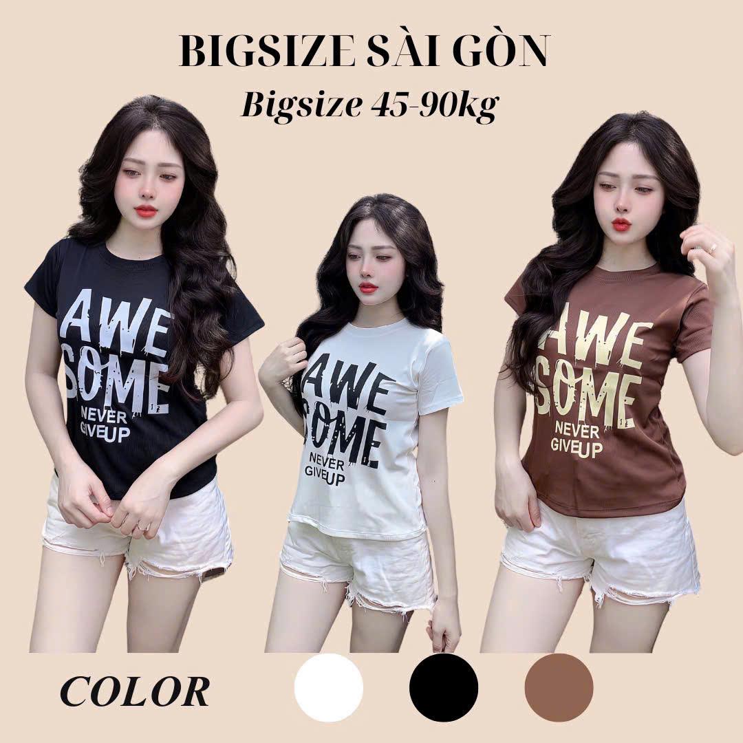 Áo Thun Nữ Cổ Tròn In Hình Vải Thun Tăm Mềm 45 - 90Kg Có Bigsize Sài Gòn Top Women - B.1492