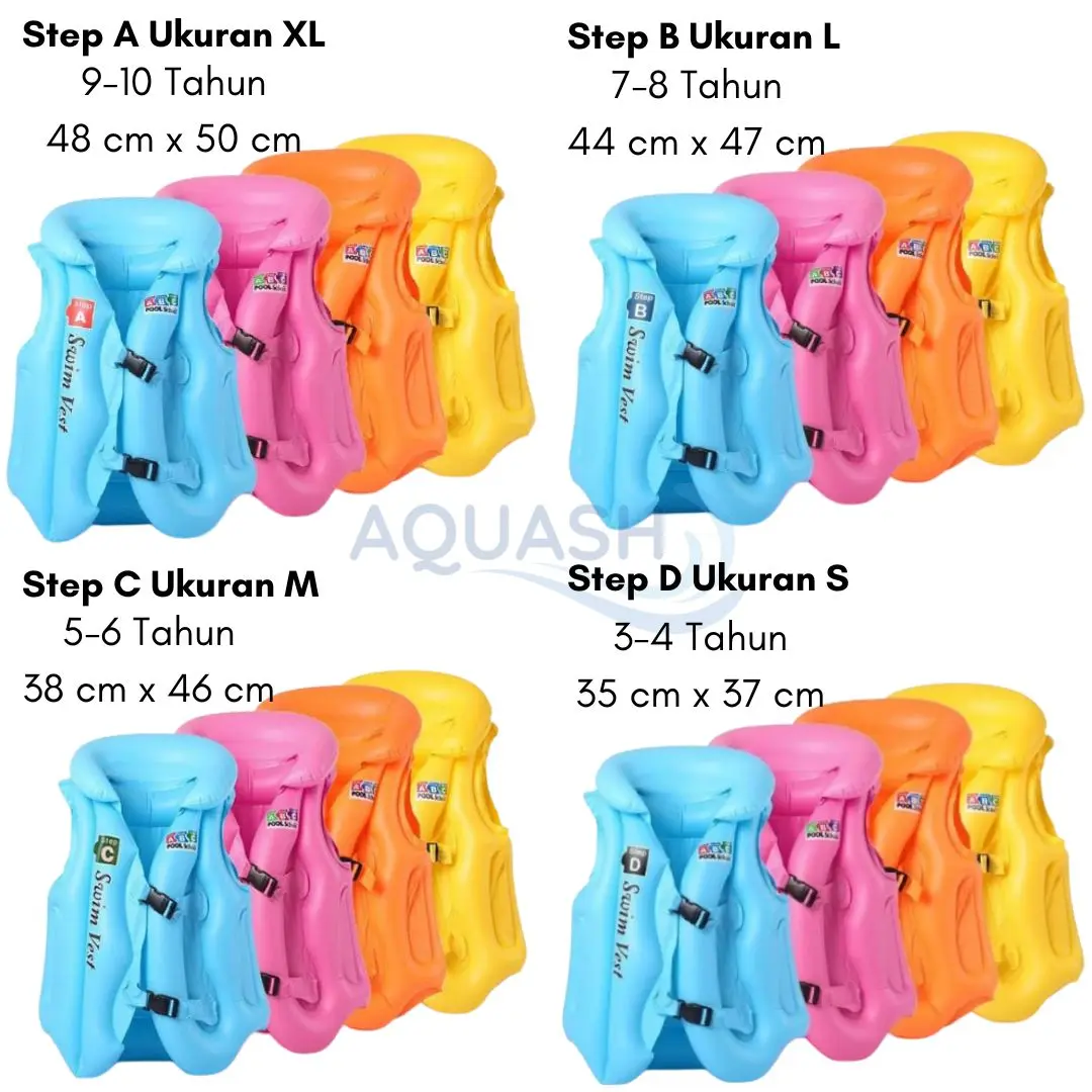 Rompi Pelampung Renang Anak Swimvest Ukuran S, M, L, XL Step A, B, C, D Outdoor