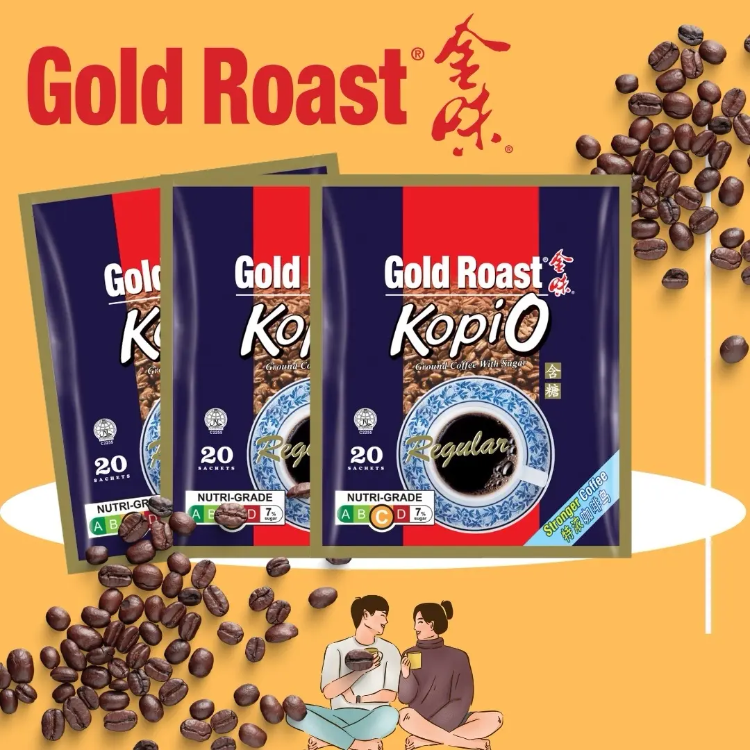 Gold Roast Kopi-O Ground Coffee With Sugar (19g x 20s) Instant Coffee Powder Beverage