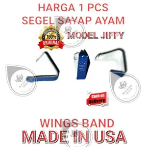 WING BAND AYAM Biru/ Merah MODEL JIFFY 1Pcs untuk ayam Segel Sayap Ayam BIRU/ MERAH Import USA Segel Ayam