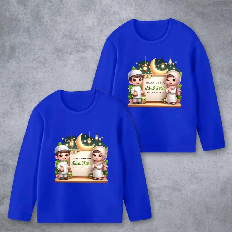 Baju Kaos Lengan Panjang Anak Cewek Cowok Edisi Lebaran Idul Fitri - Fashion Anak Motif 1