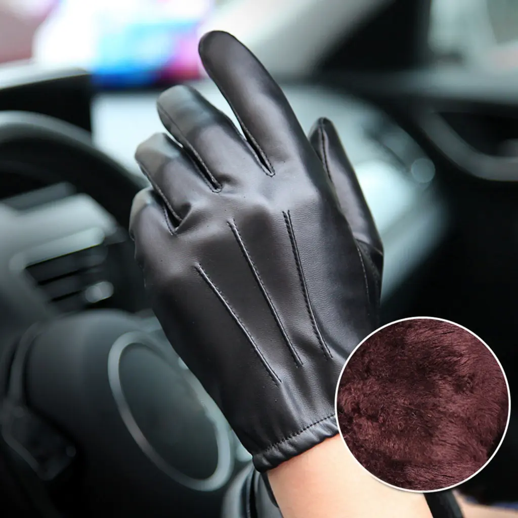 NF- 1 Pair Winter Gloves Trendy Mittens Full Fingers Lightweight Solid Color Men Mittens Warm Great Non-slip Winter Gloves for Outdoor Elastic Wrist