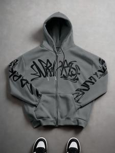 Sudadera con capucha para hombre con cierre frontal, manga larga, estampado de letras y bolsillo, diseño minimalista, ideal para salir de casa, estilo vintage con gráficos, con cierre, para amigos, esposo, novio, regalos