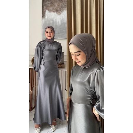 ANESKA-FUJI DRESS SATIN SILK PREMIUM ONESET DRESS WANITA CANTIK MEWAH KONDANGAN 2